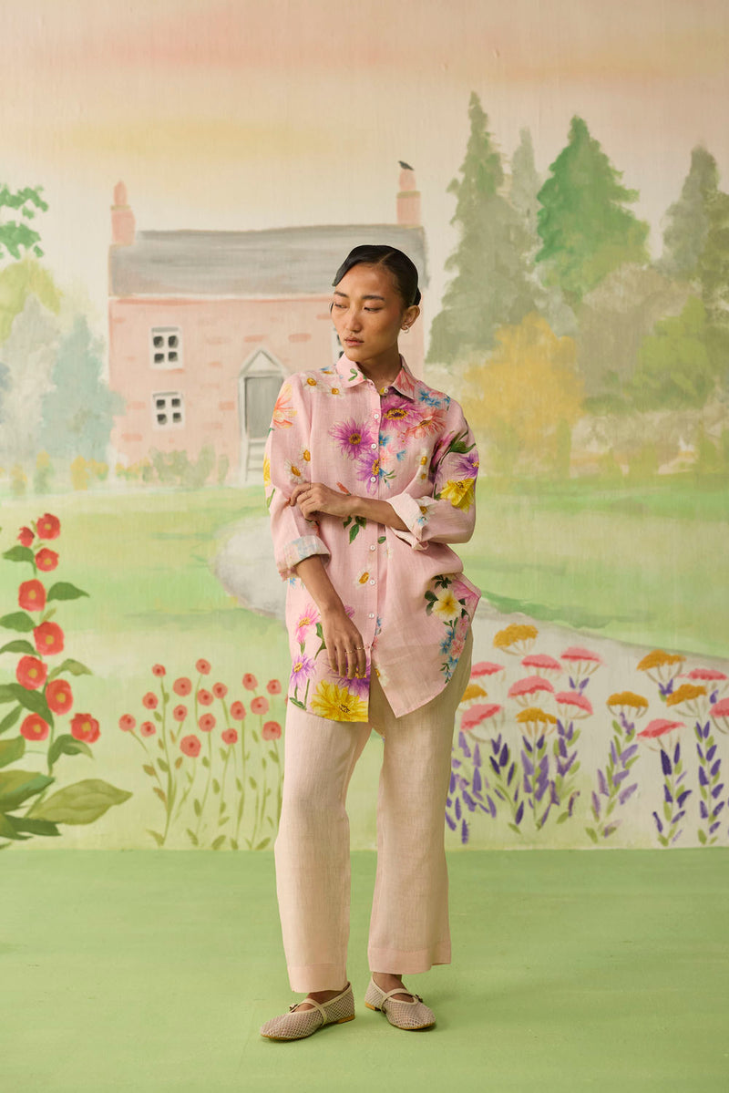 Nice Day Linen Co-ord Set Pink linen co-ord set by Nadiya Paar in pink for women Worldwide