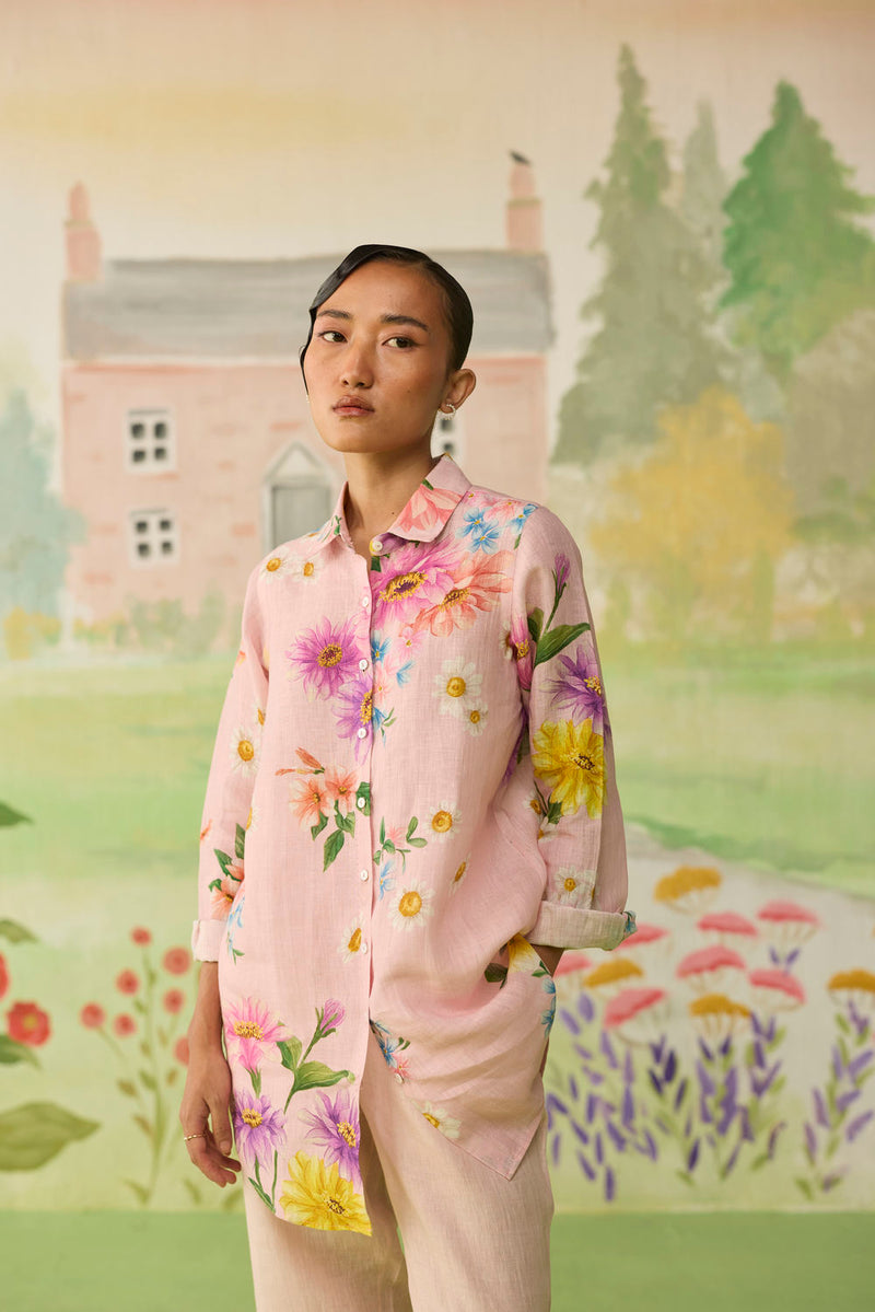 Nice Day Linen Co-ord Set Pink linen co-ord set by Nadiya Paar in pink for women Worldwide