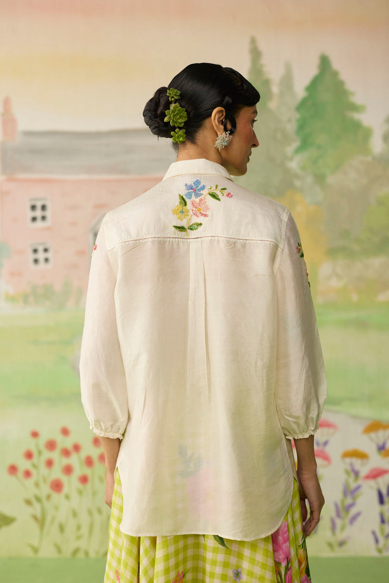 Like a Song Mulberry Silk Shirt silk top/shirt by Nadiya Paar in off white for women Worldwide