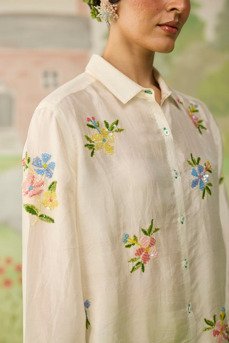 Like a Song Mulberry Silk Shirt silk top/shirt by Nadiya Paar in off white for women Worldwide
