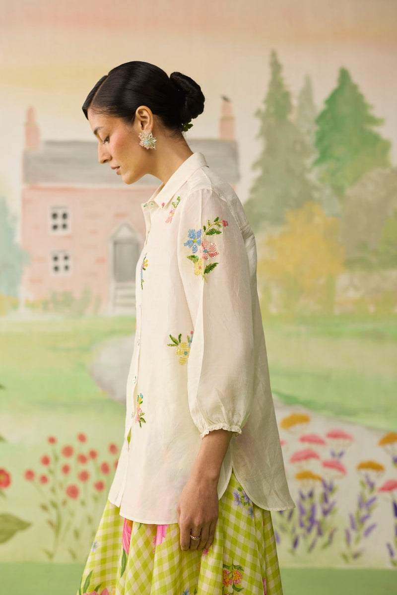 Like a Song Mulberry Silk Shirt silk top/shirt by Nadiya Paar in off white for women Worldwide