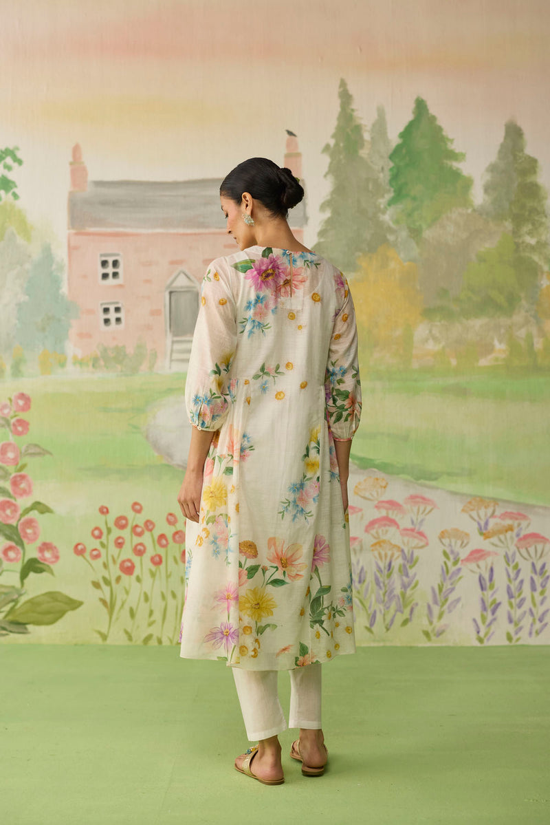 Golden Hour Off-white Long Kurta Set Khadi Silk silk co-ord set by Nadiya Paar in off white for women Worldwide