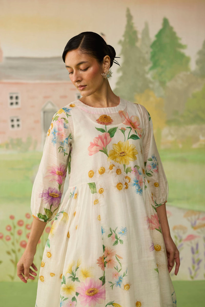 Golden Hour Off-white Long Kurta Set Khadi Silk silk co-ord set by Nadiya Paar in off white for women Worldwide