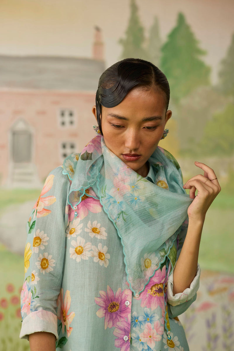 Nice Day Linen Co-ord Set Aqua Blue linen co-ord set by Nadiya Paar in blue for women Worldwide