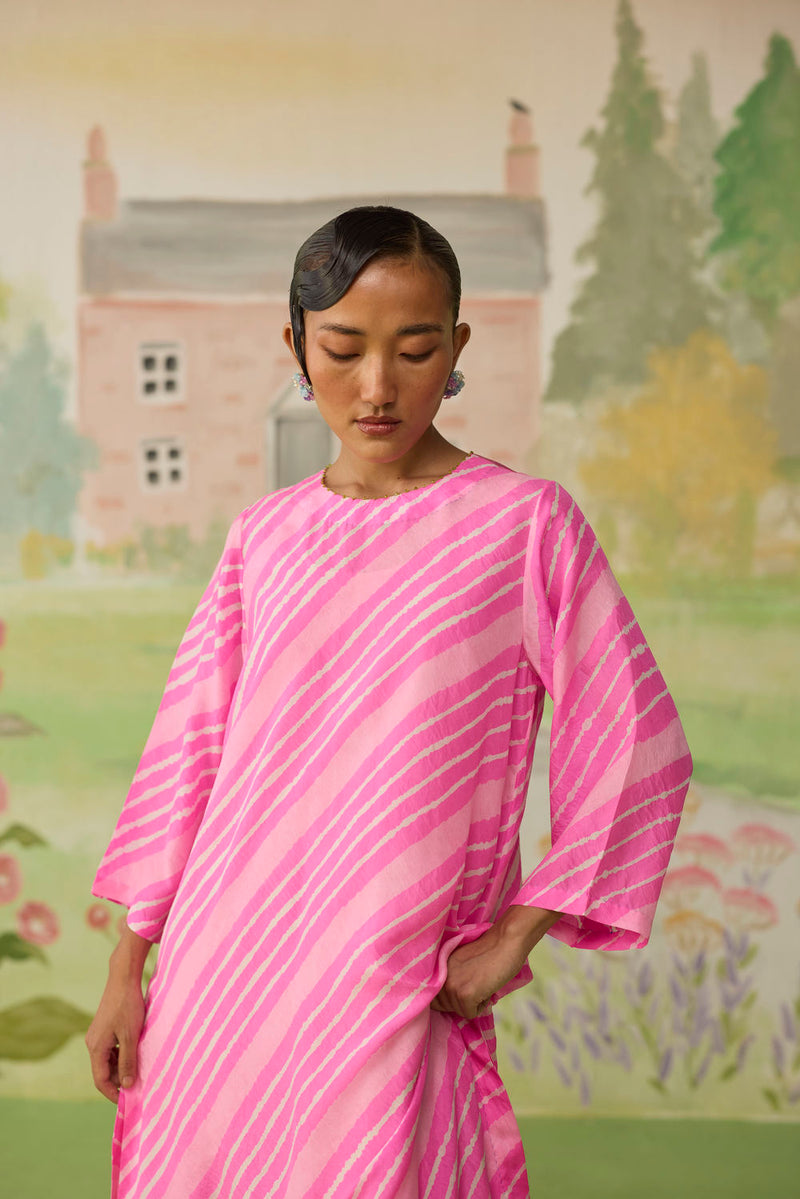 Blush Long Kurta Kurta Set Silk silk co-ord set by Nadiya Paar in pink for women Worldwide