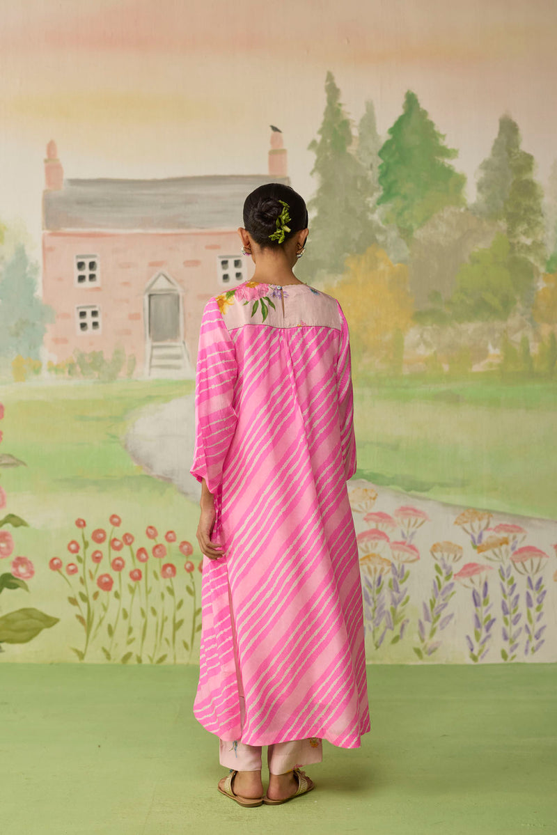 Blush Long Kurta Kurta Set Silk silk co-ord set by Nadiya Paar in pink for women Worldwide