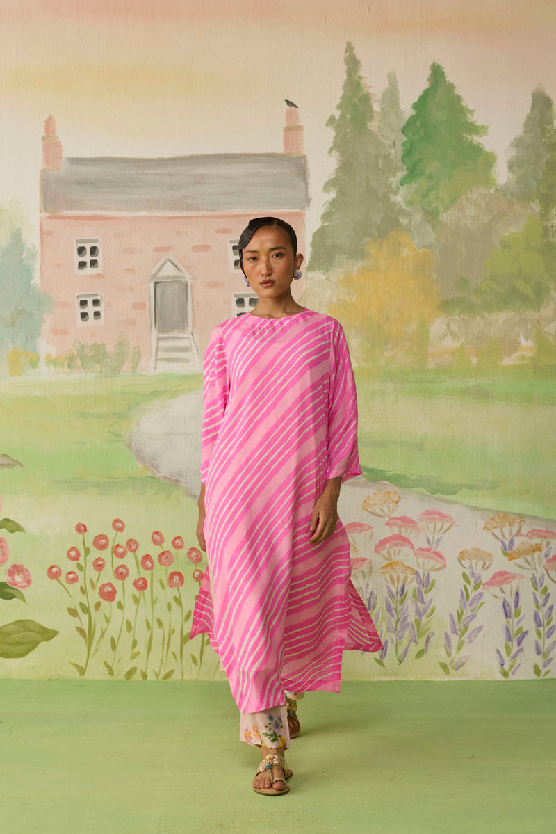 Blush Long Kurta Kurta Set Silk silk co-ord set by Nadiya Paar in pink for women Worldwide