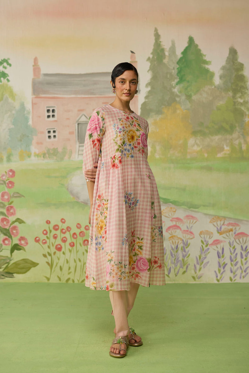 Golden Hour Pink Long Kurta Set Khadi Silk silk co-ord set by Nadiya Paar in pink for women Worldwide