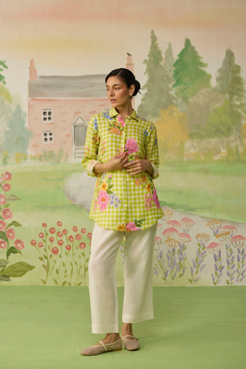 Nice Day Linen Co-ord Set Lime Green linen co-ord set by Nadiya Paar in green for women Worldwide