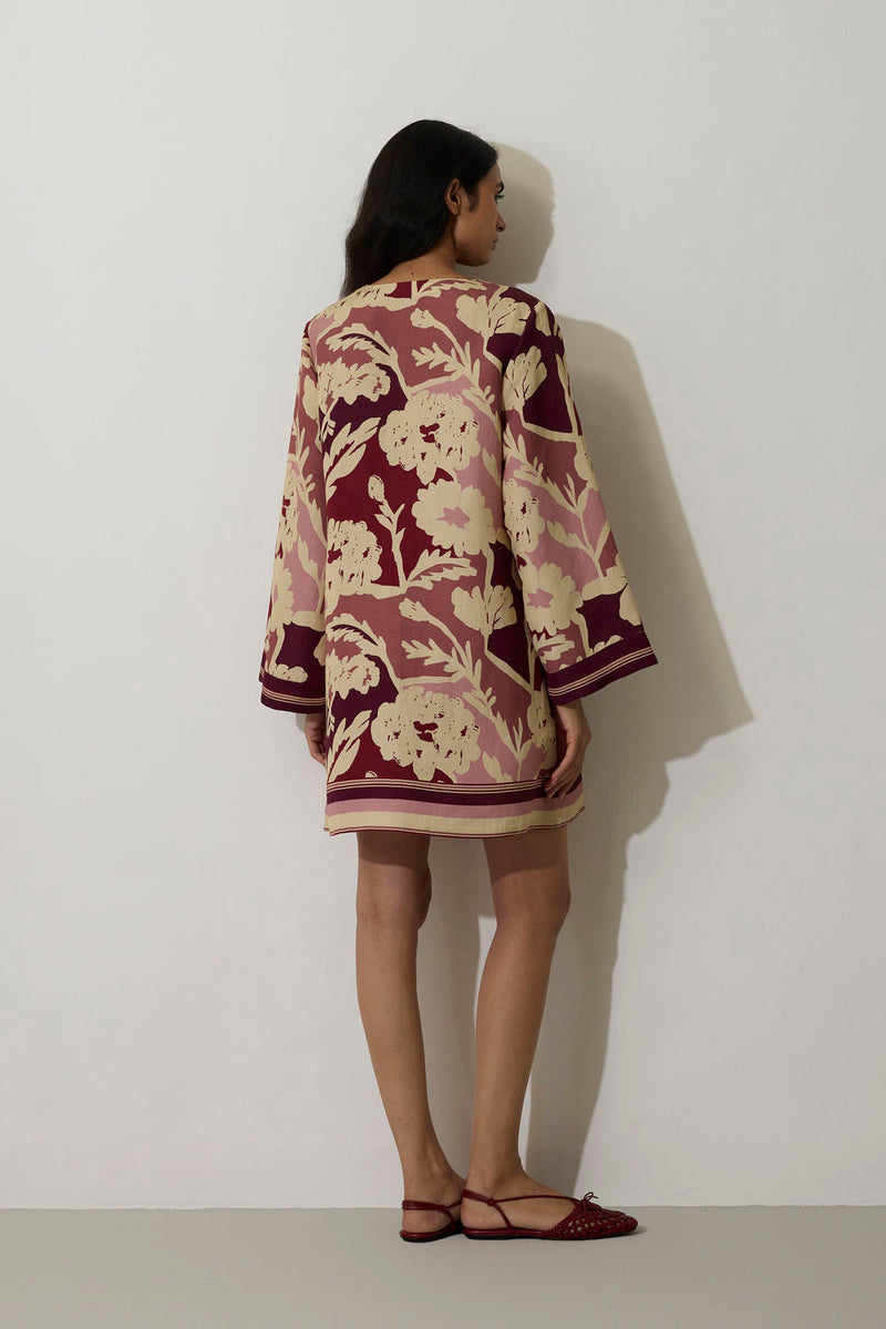 Marigold Stripe Shift Dress-Rose linen dress by World of SiSa in pink for women Worldwide