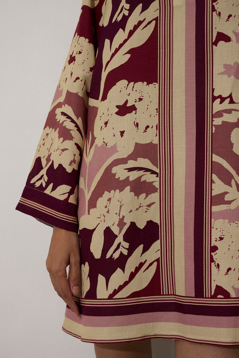 Marigold Stripe Shift Dress-Rose linen dress by World of SiSa in pink for women Worldwide