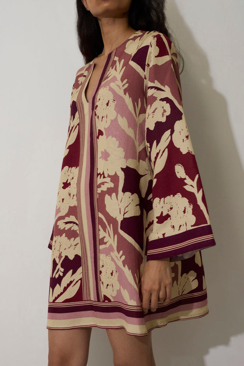 Marigold Stripe Shift Dress-Rose linen dress by World of SiSa in pink for women Worldwide