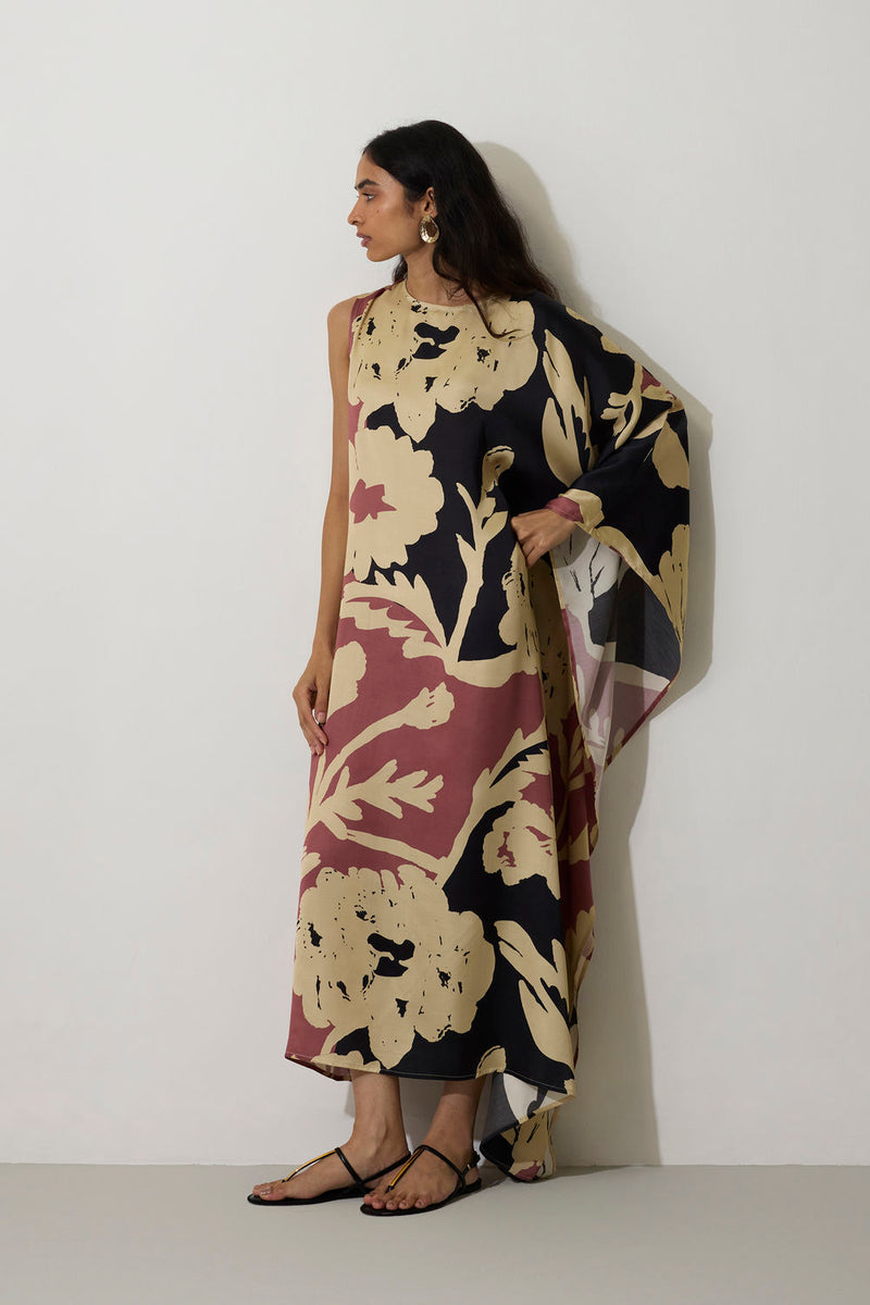 One-Shoulder Marigold Kaftan modal dress by World of SiSa in pink for women Worldwide