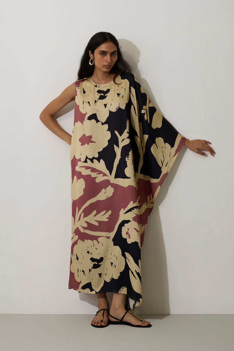 One-Shoulder Marigold Kaftan modal dress by World of SiSa in pink for women Worldwide