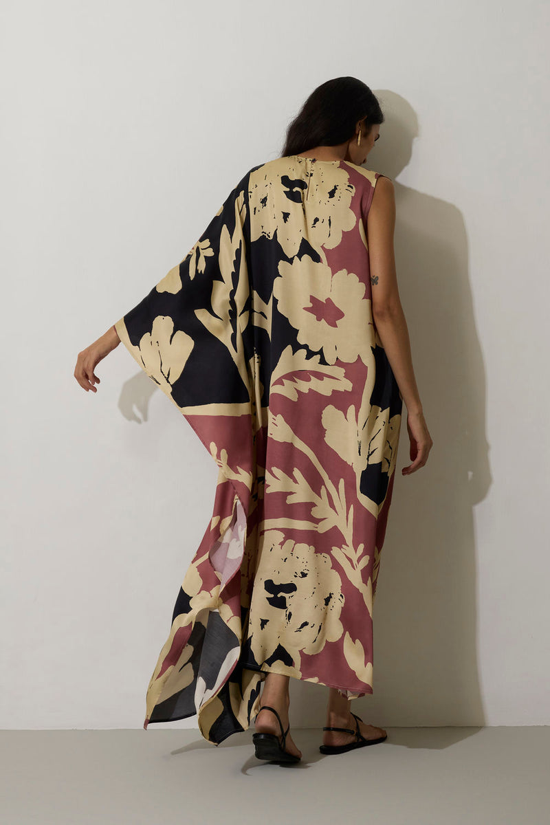 One-Shoulder Marigold Kaftan modal dress by World of SiSa in pink for women Worldwide