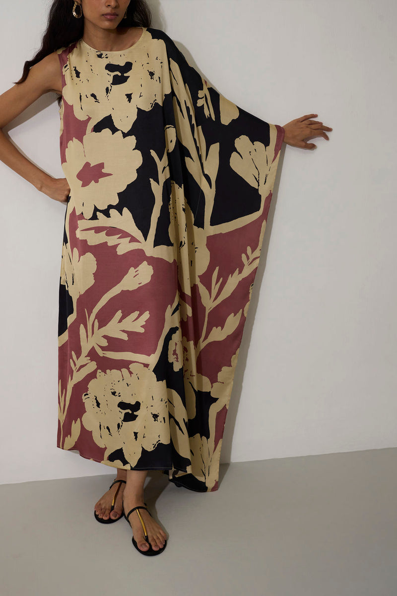 One-Shoulder Marigold Kaftan modal dress by World of SiSa in pink for women Worldwide
