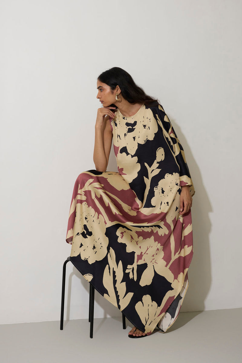 One-Shoulder Marigold Kaftan modal dress by World of SiSa in pink for women Worldwide