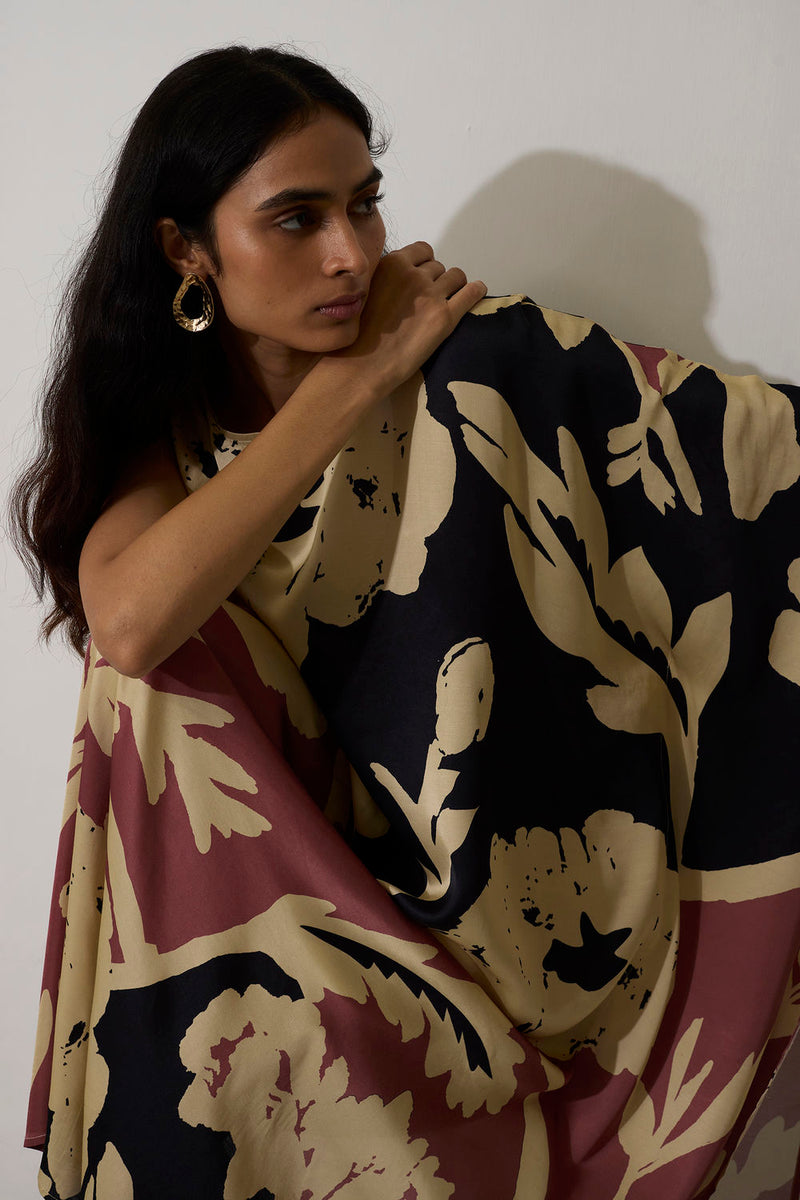 One-Shoulder Marigold Kaftan modal dress by World of SiSa in pink for women Worldwide