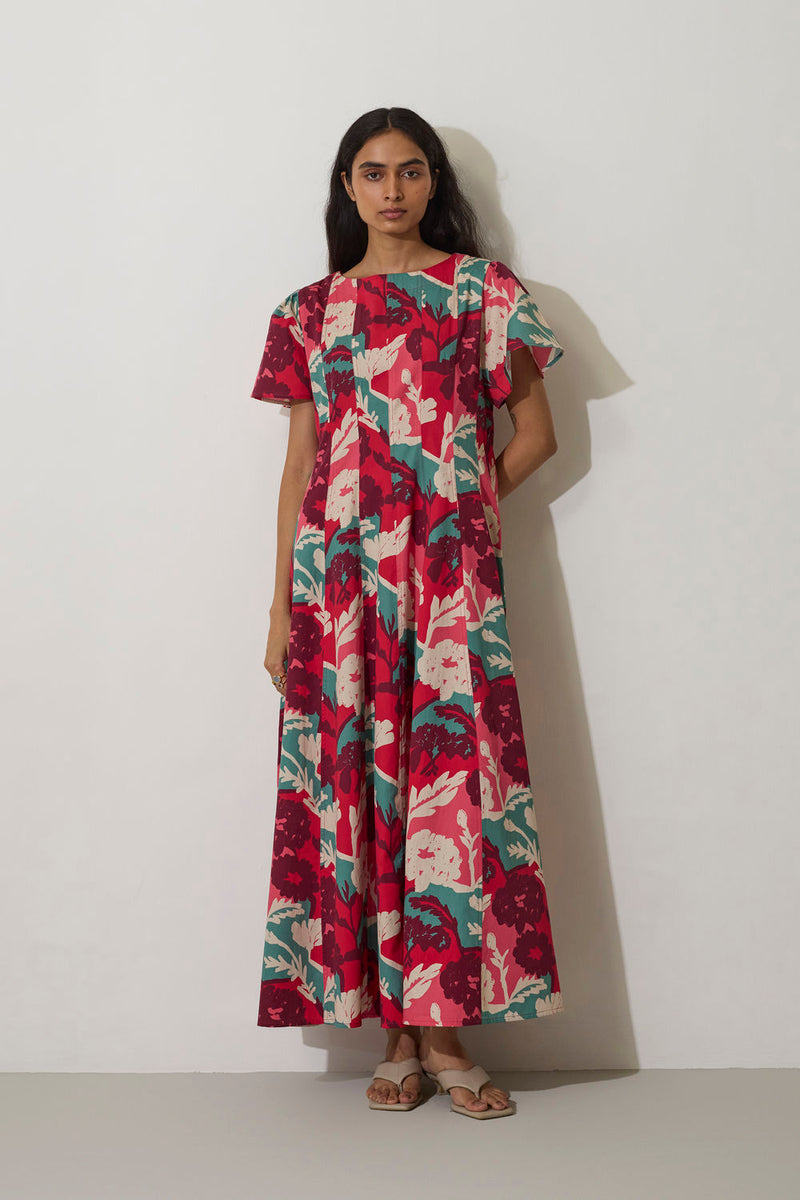 Marigold Panelled Drift Dress cotton dress by World of SiSa in pink for women Worldwide