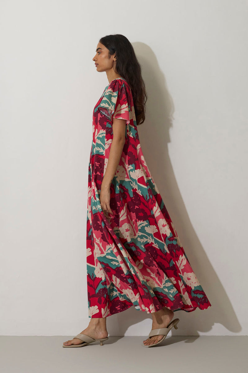 Marigold Panelled Drift Dress cotton dress by World of SiSa in pink for women Worldwide