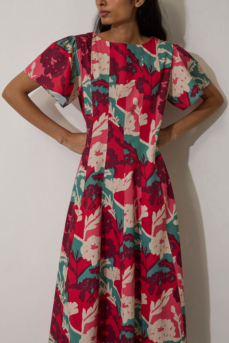 Marigold Panelled Drift Dress cotton dress by World of SiSa in pink for women Worldwide