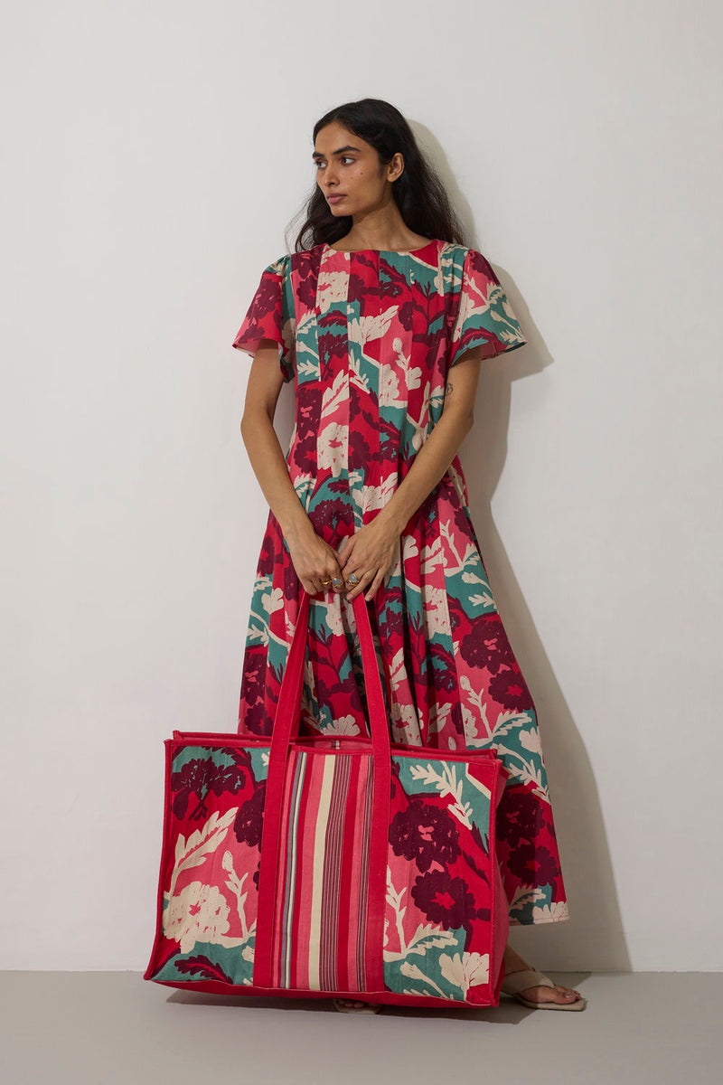 Marigold Panelled Drift Dress cotton dress by World of SiSa in pink for women Worldwide