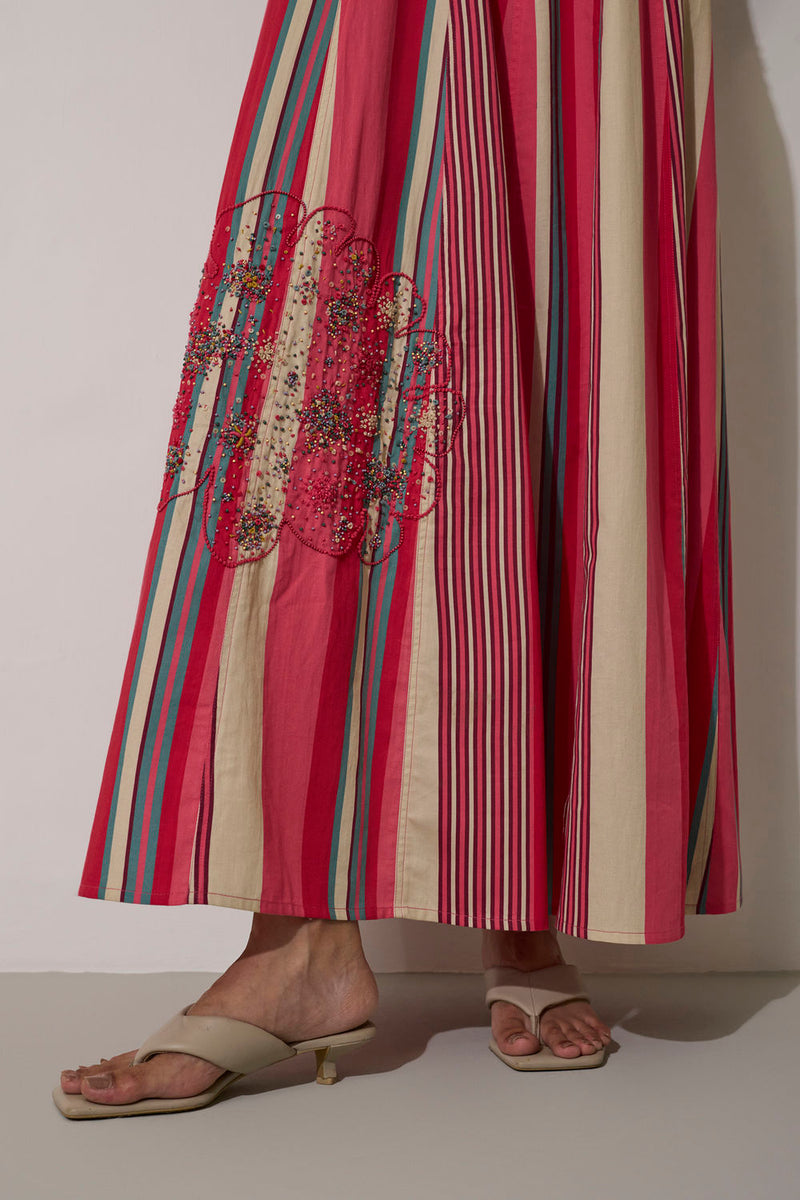 Stripe Panelled Drift Dress cotton dress by World of SiSa in pink for women Worldwide