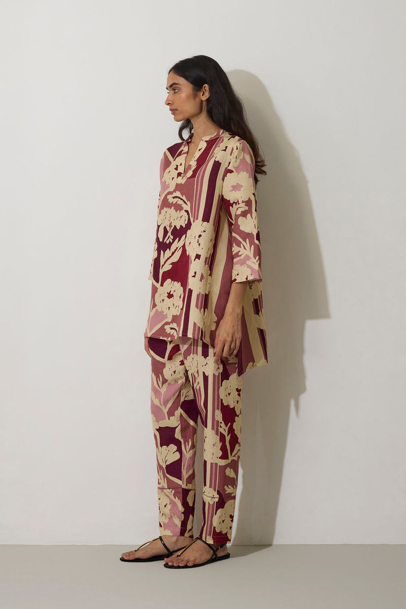 Marigold Overgrowth Set-Pink linen co-ord set by World of SiSa in pink for women Worldwide