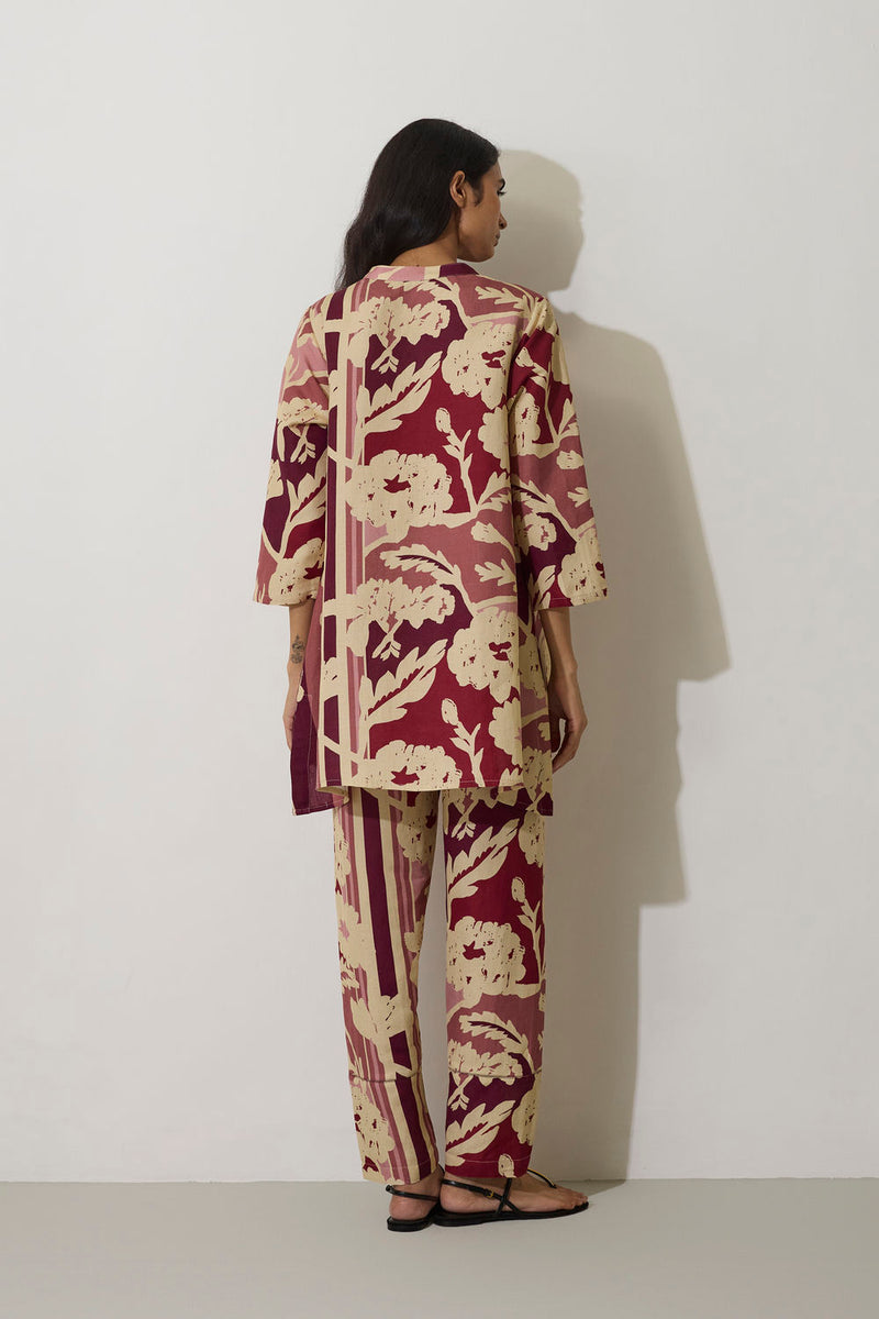 Marigold Overgrowth Set-Pink linen co-ord set by World of SiSa in pink for women Worldwide
