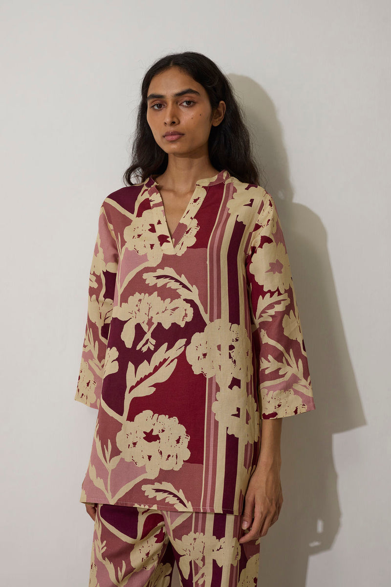 Marigold Overgrowth Set-Pink linen co-ord set by World of SiSa in pink for women Worldwide