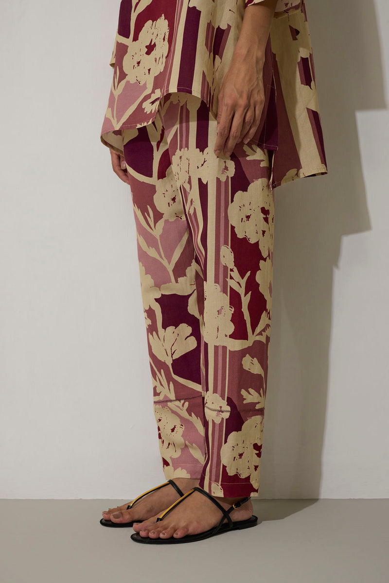 Marigold Overgrowth Set-Pink linen co-ord set by World of SiSa in pink for women Worldwide