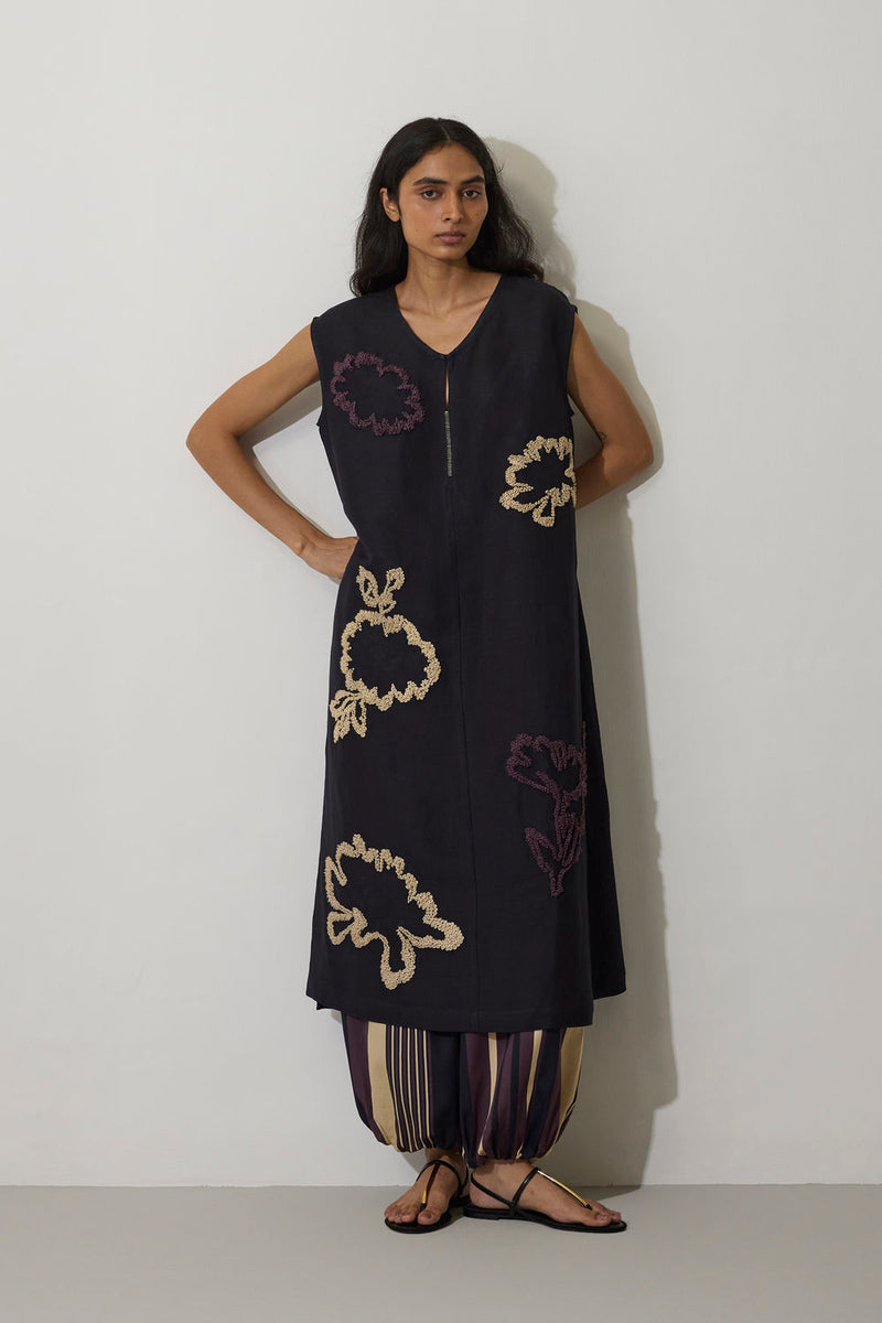 French Knot Marigold Set linen co-ord set by World of SiSa in charcoal for women Worldwide