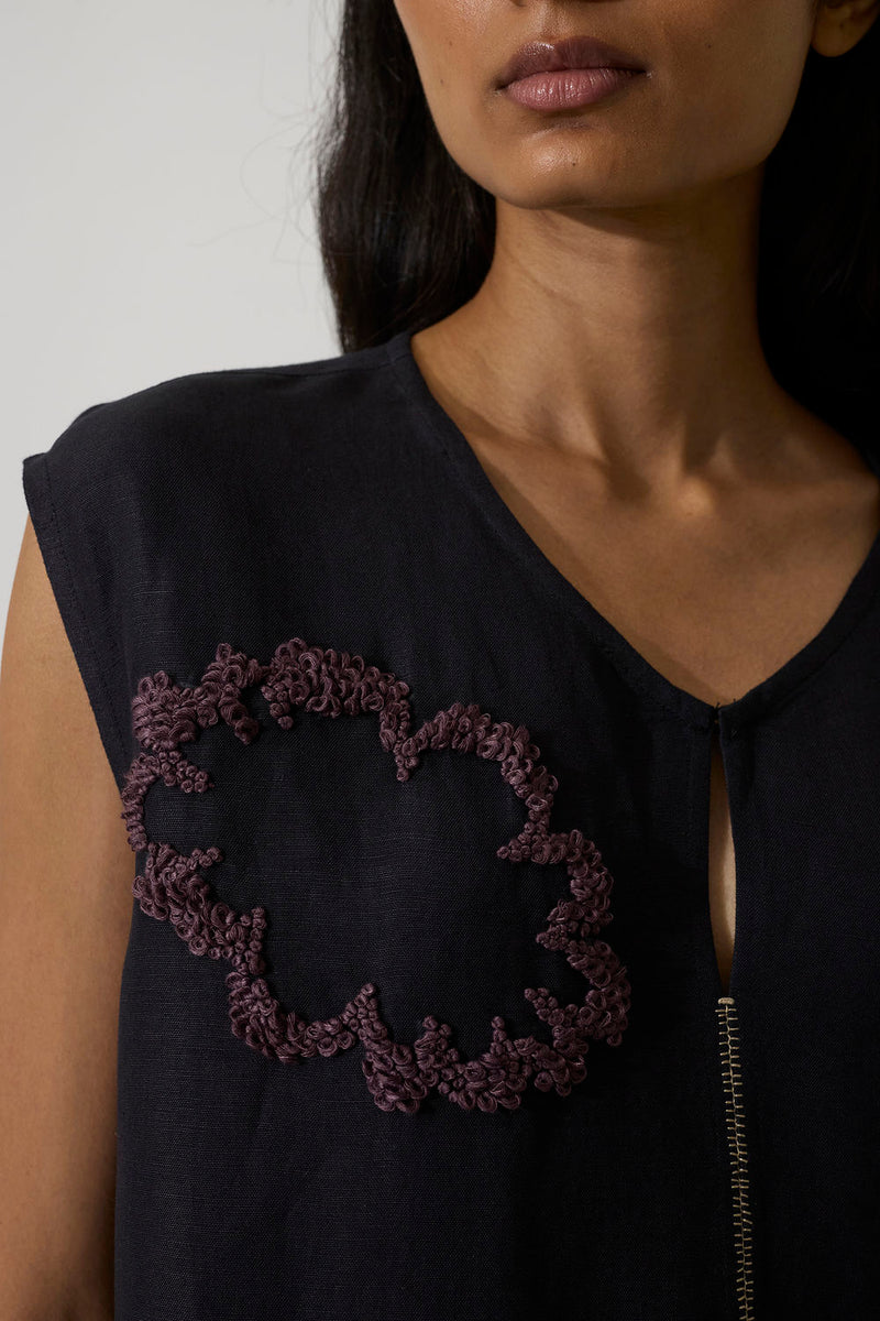 French Knot Marigold Set linen co-ord set by World of SiSa in charcoal for women Worldwide