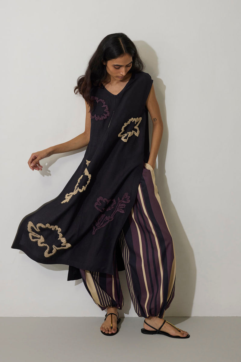 French Knot Marigold Set linen co-ord set by World of SiSa in charcoal for women Worldwide