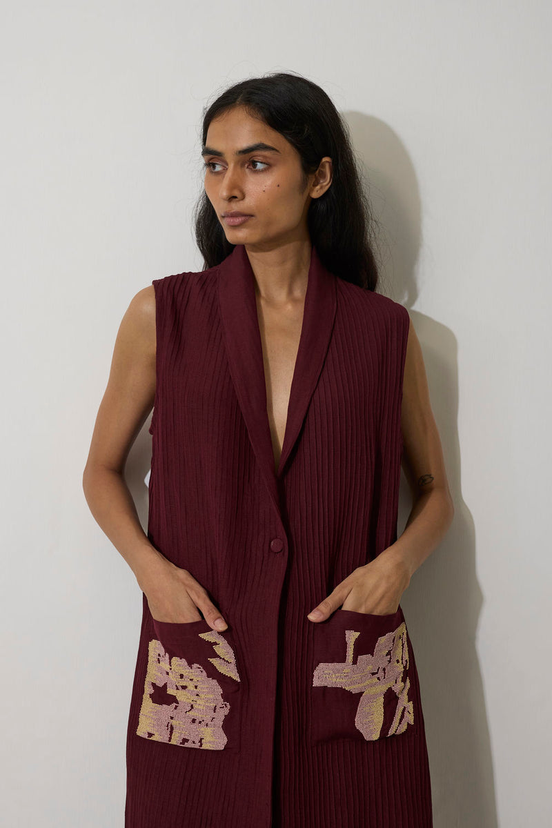Pintuck Linen Duster Set linen co-ord set by World of SiSa in purple for women Worldwide