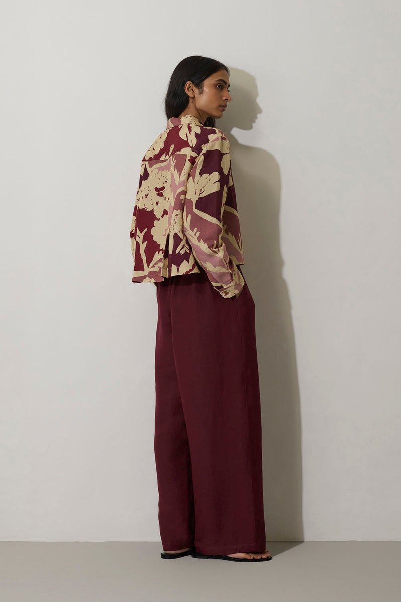 Marigold Crop Jacket-Red linen jacket/overlay by World of SiSa in red for women Worldwide
