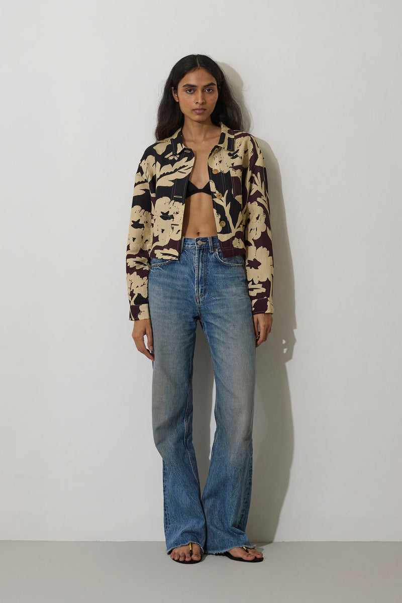 Marigold Crop Jacket-Charcoal linen jacket/overlay by World of SiSa in charcoal for women Worldwide