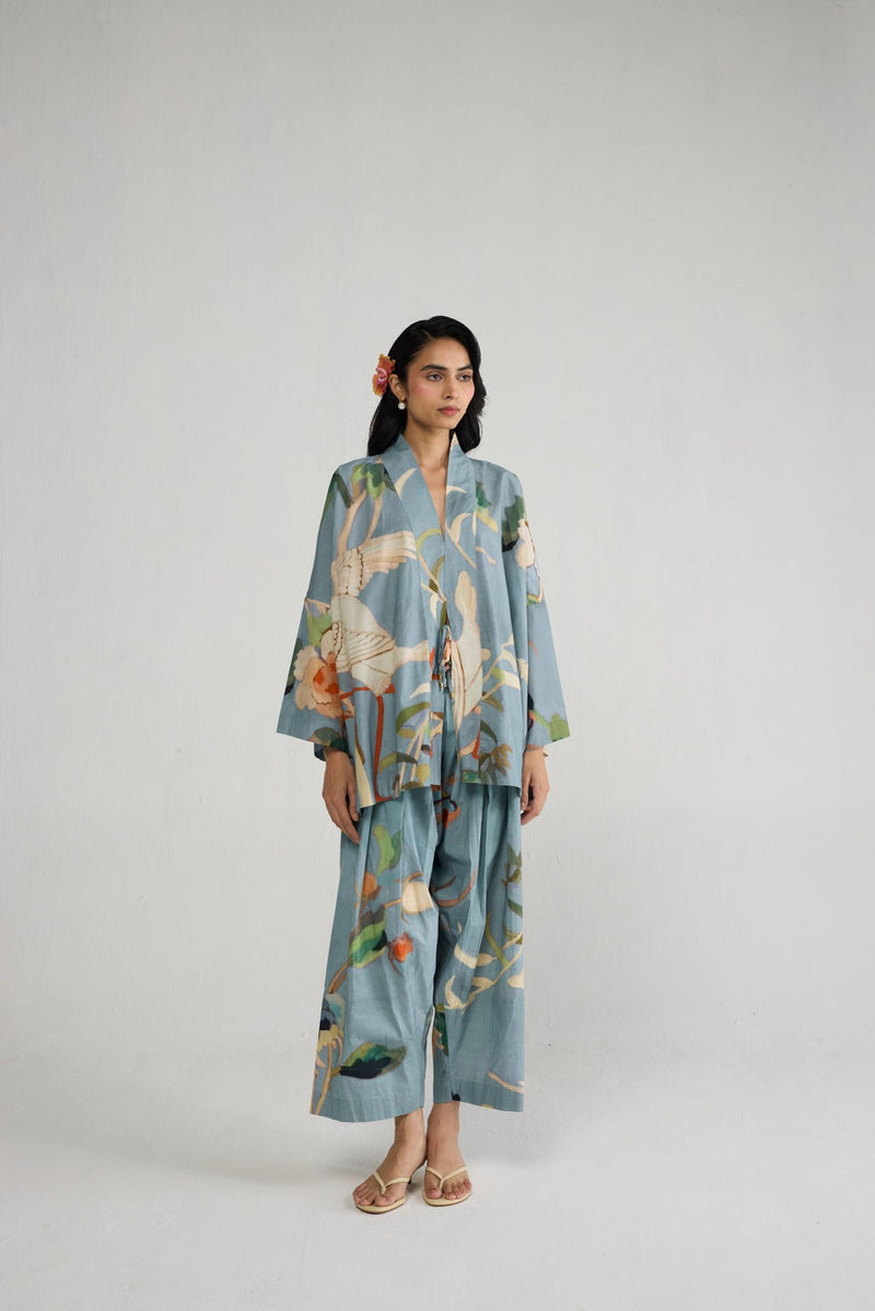 Asagao Kimono Kurta & Pants Set co-ord set by YAM-ORIENTAL GARDEN SEP'26 for women Worldwide