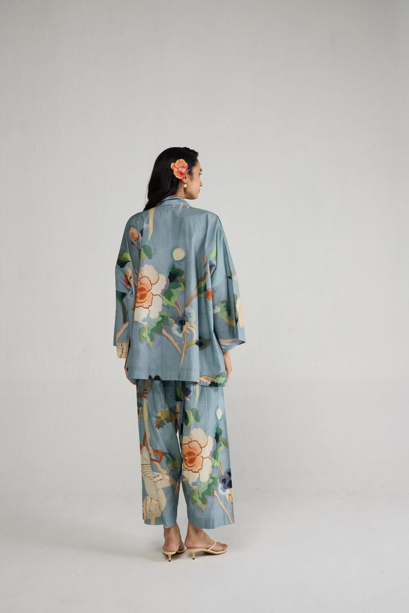 Asagao Kimono Kurta & Pants Set co-ord set by YAM-ORIENTAL GARDEN SEP'26 for women Worldwide