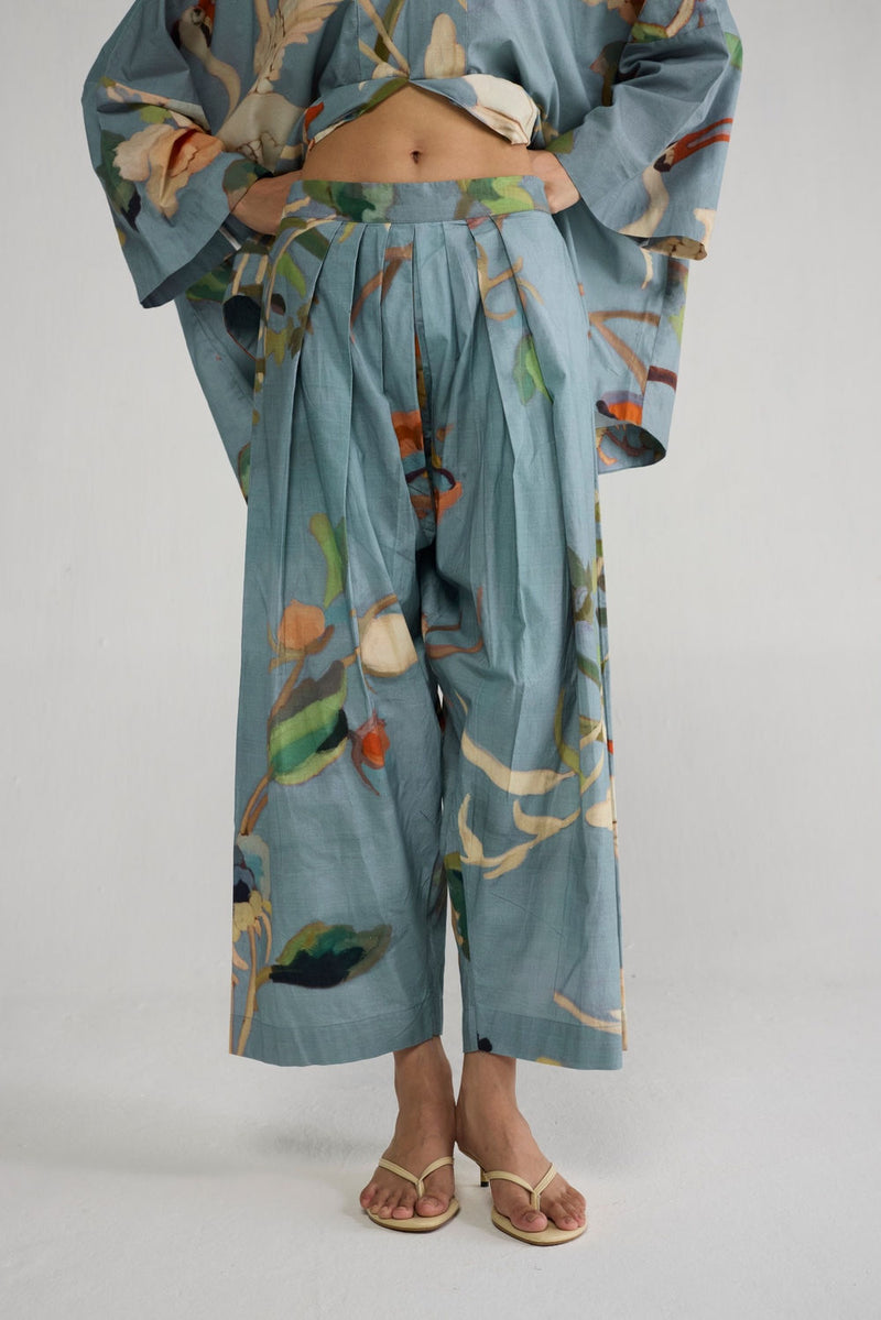 Asagao Kimono Kurta & Pants Set co-ord set by YAM-ORIENTAL GARDEN SEP'26 for women Worldwide