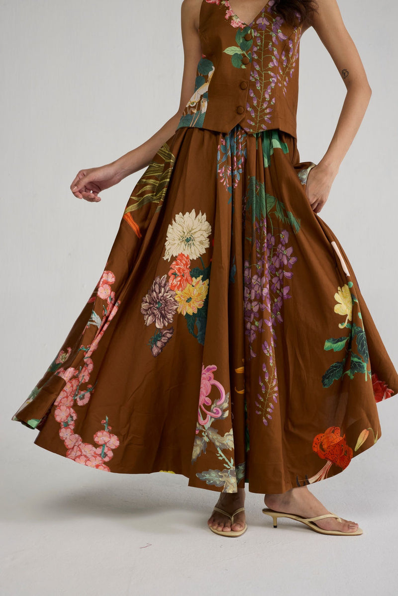 Emi Halterneck Waistcoat & Skirt Set co-ord set by YAM-ORIENTAL GARDEN SEP'26 for women Worldwide