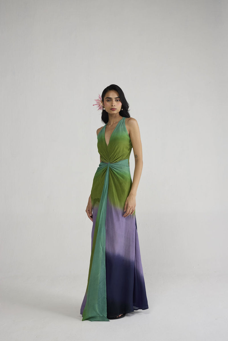 Hana V Neck Draped Dress dress by YAM-ORIENTAL GARDEN SEP'26 for women Worldwide