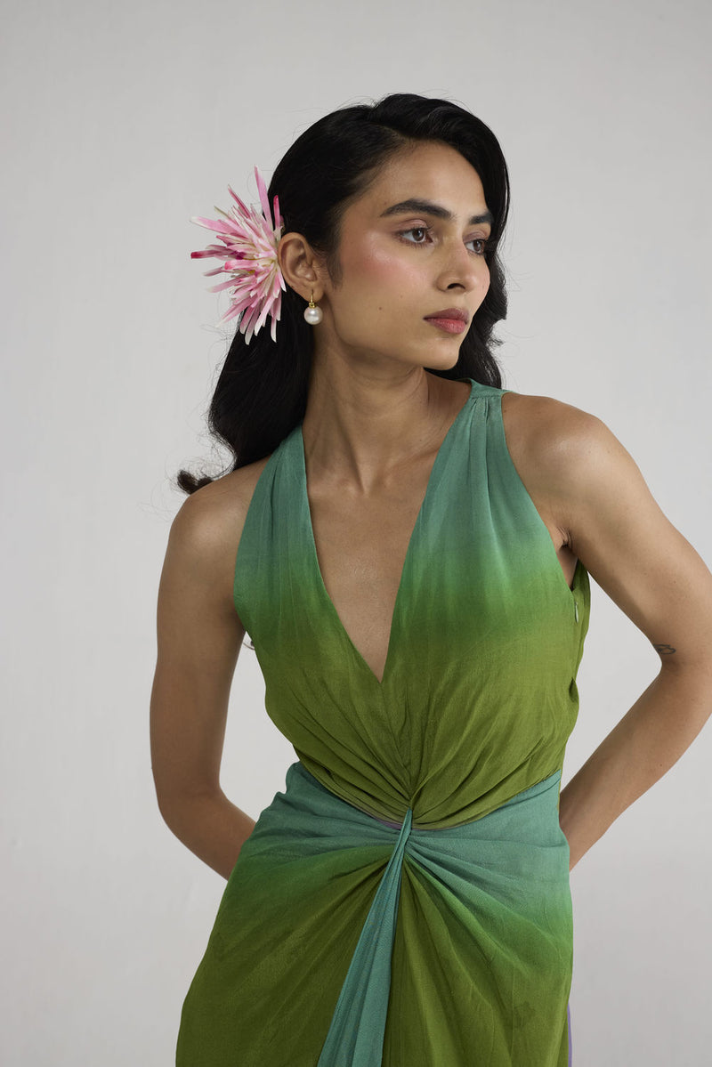 Hana V Neck Draped Dress dress by YAM-ORIENTAL GARDEN SEP'26 for women Worldwide