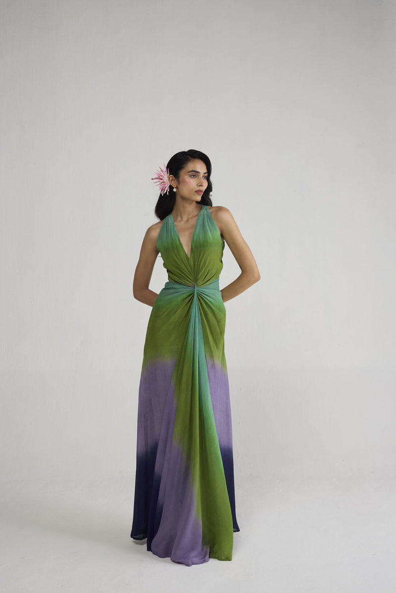 Hana V Neck Draped Dress dress by YAM-ORIENTAL GARDEN SEP'26 for women Worldwide