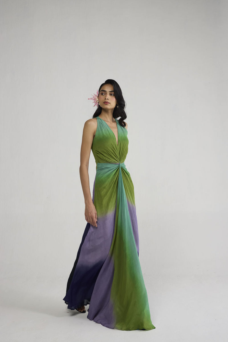 Hana V Neck Draped Dress dress by YAM-ORIENTAL GARDEN SEP'26 for women Worldwide