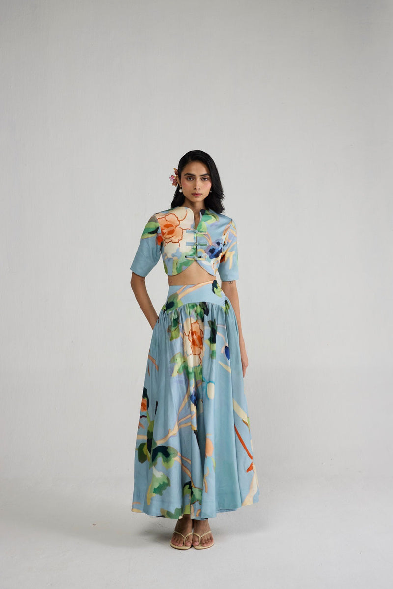 Asagao Blouse & Skirt Set co-ord set by YAM-ORIENTAL GARDEN SEP'26 for women Worldwide