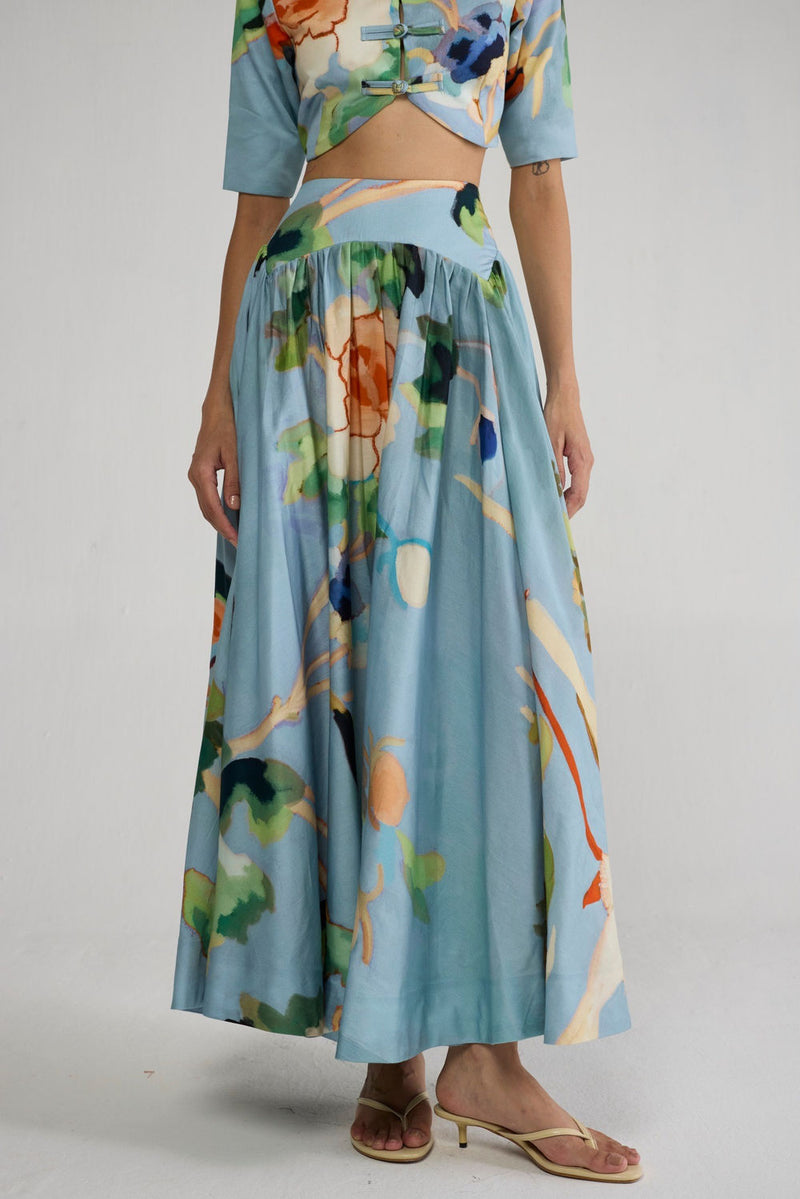 Asagao Blouse & Skirt Set co-ord set by YAM-ORIENTAL GARDEN SEP'26 for women Worldwide
