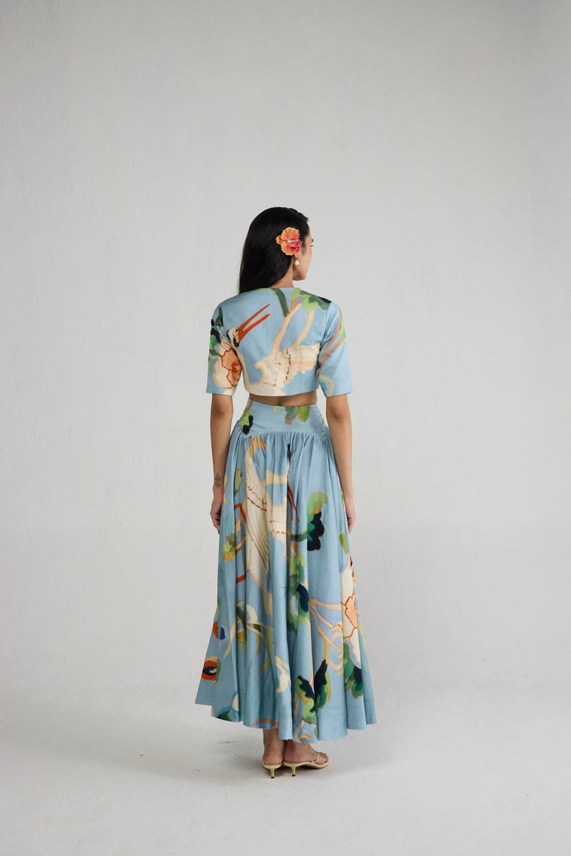 Asagao Blouse & Skirt Set co-ord set by YAM-ORIENTAL GARDEN SEP'26 for women Worldwide