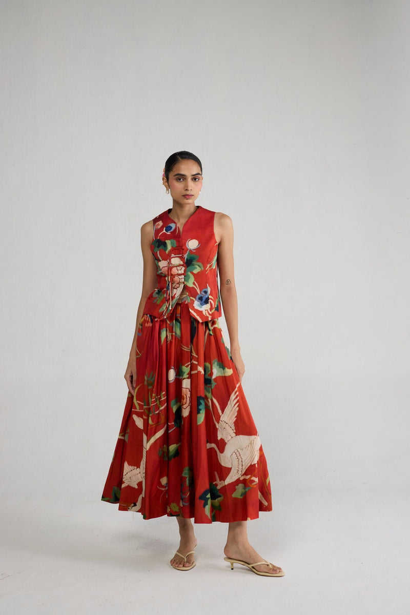 Bara Waistcoat & Skirt Set co-ord set by YAM-ORIENTAL GARDEN SEP'26 for women Worldwide