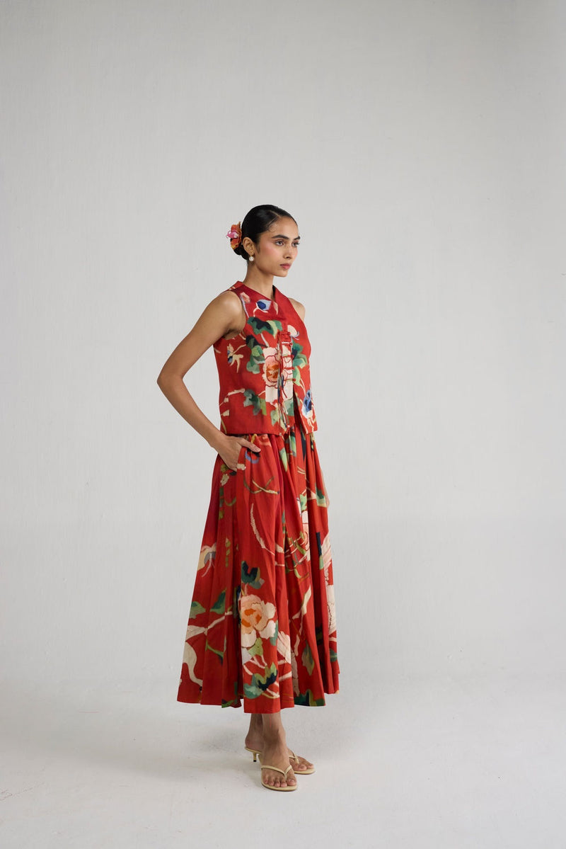 Bara Waistcoat & Skirt Set co-ord set by YAM-ORIENTAL GARDEN SEP'26 for women Worldwide